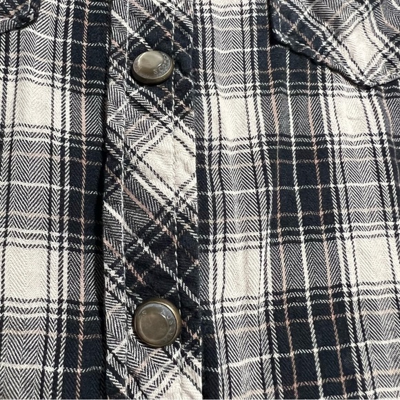 MASON SCOTCH Cottage Cowgirl Button Up Black & Cream Plaid Top,Size X-Small-#254 - Picture 9 of 15